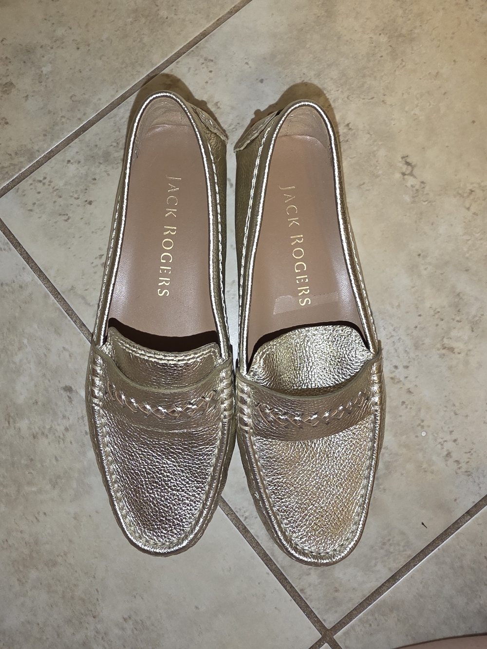 Jack Rogers Women’s Metallic Gold Leather Loafers